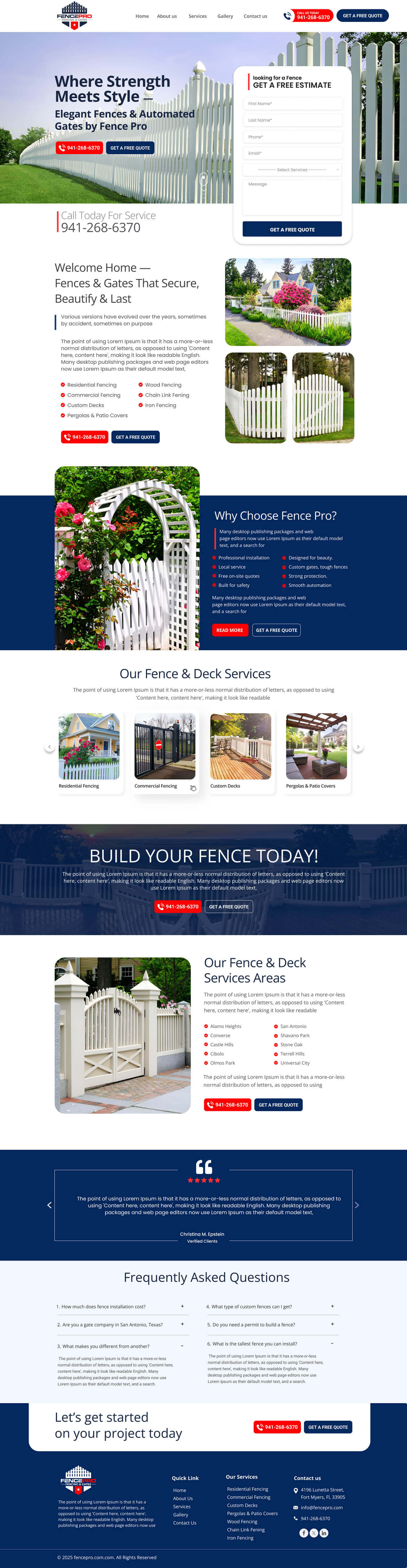 Fencing contractor website example by One Eleven Web Design