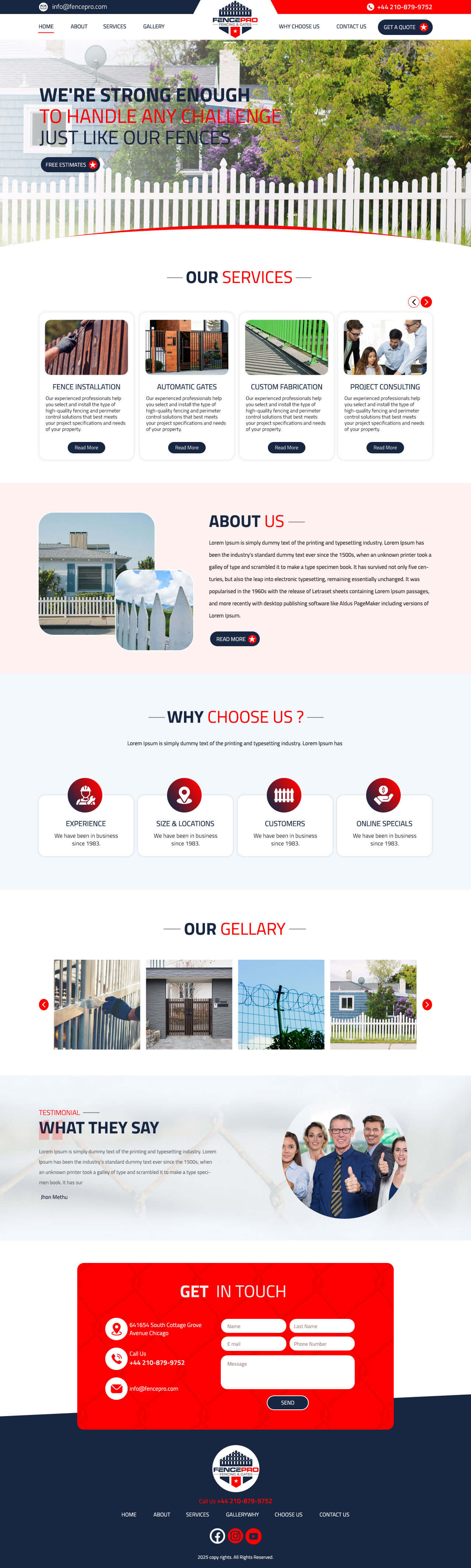 Fencing contractor website example by One Eleven Web Design