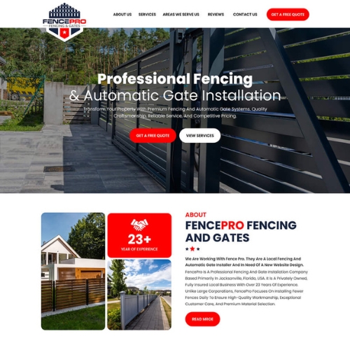 Fencing contractor website example by One Eleven Web Design