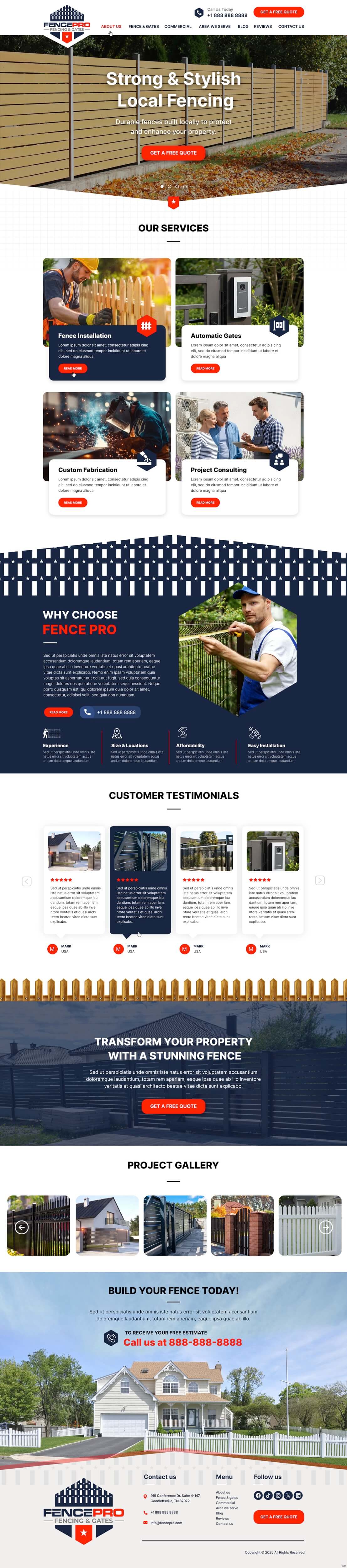 Fencing contractor website example by One Eleven Web Design
