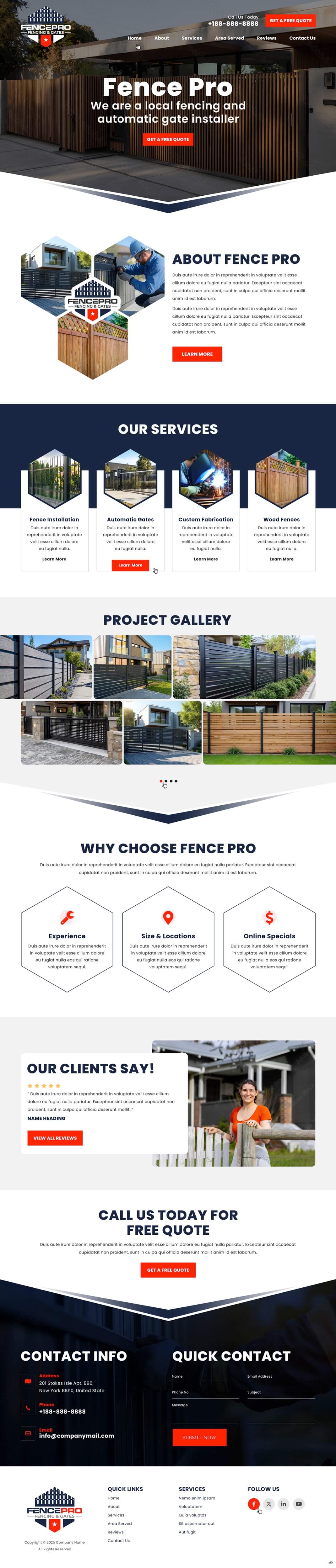 Fencing contractor website example by One Eleven Web Design