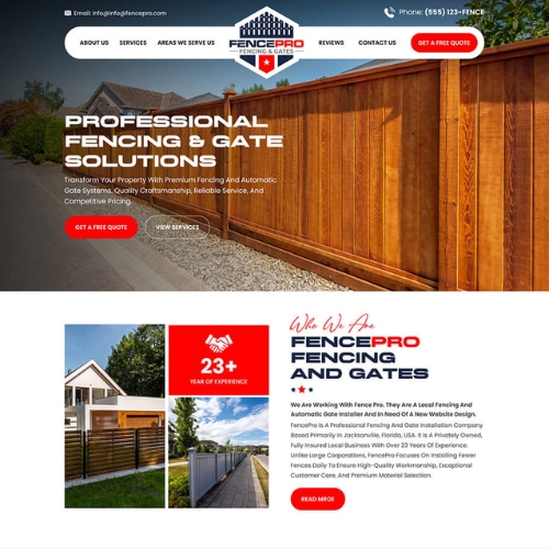 Fencing contractor website example by One Eleven Web Design