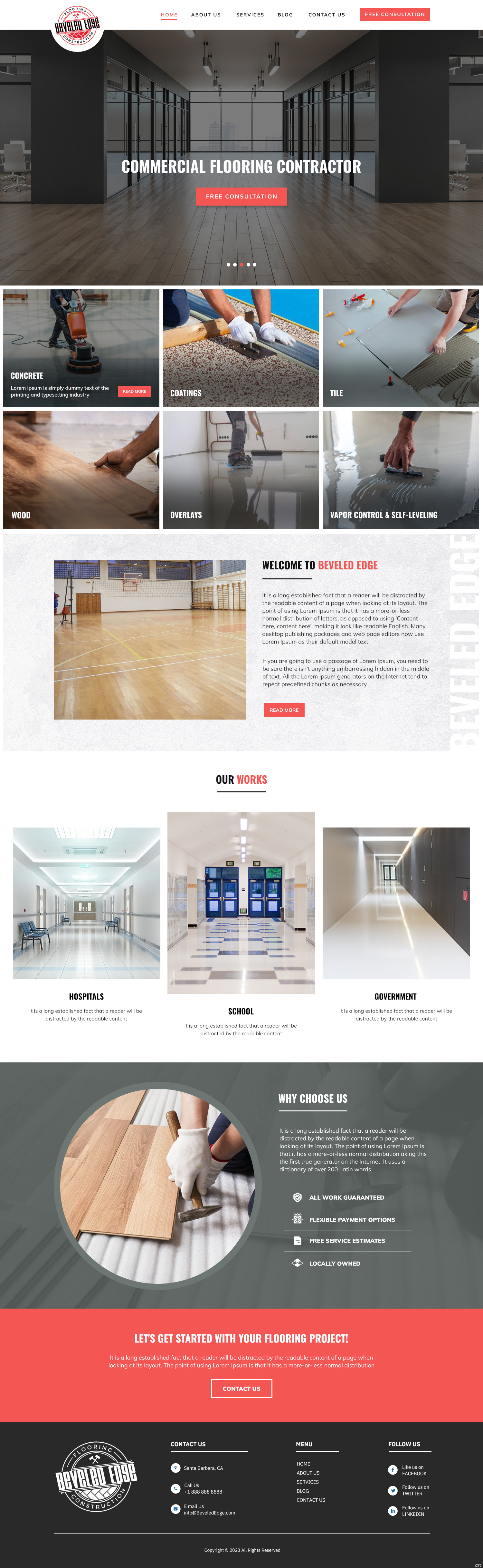 Flooring contractor website example by One Eleven Web Design