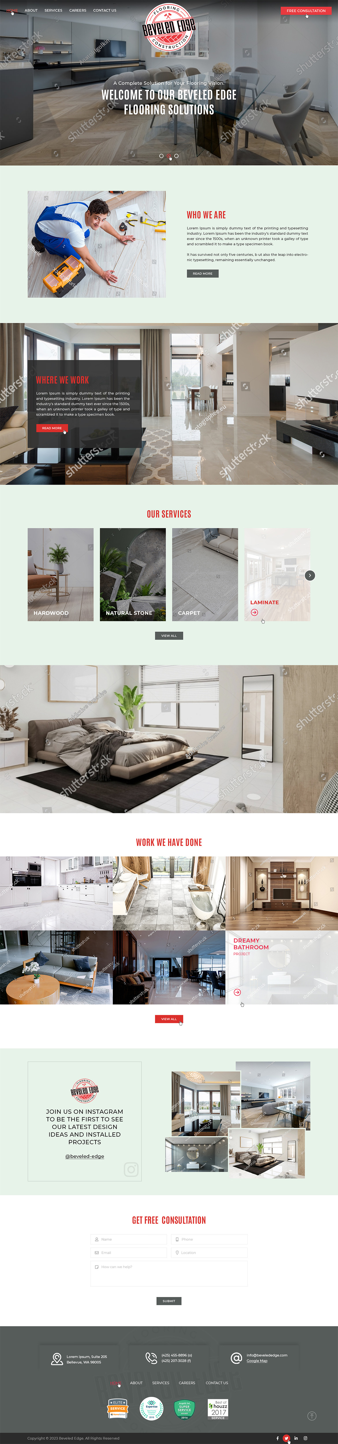 Flooring contractor website example by One Eleven Web Design
