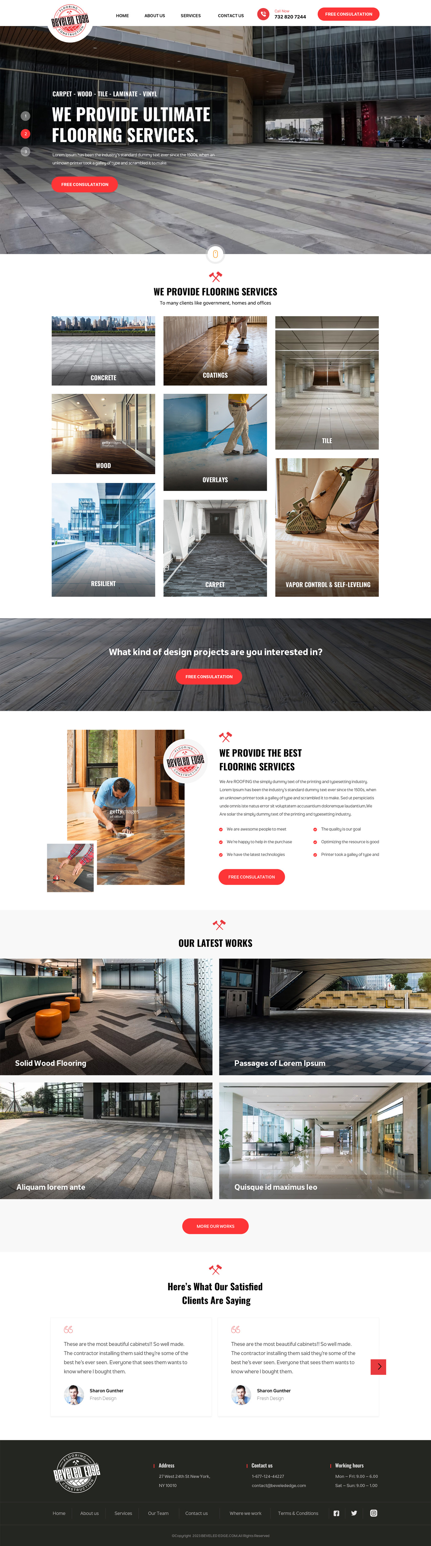 Flooring contractor website example by One Eleven Web Design
