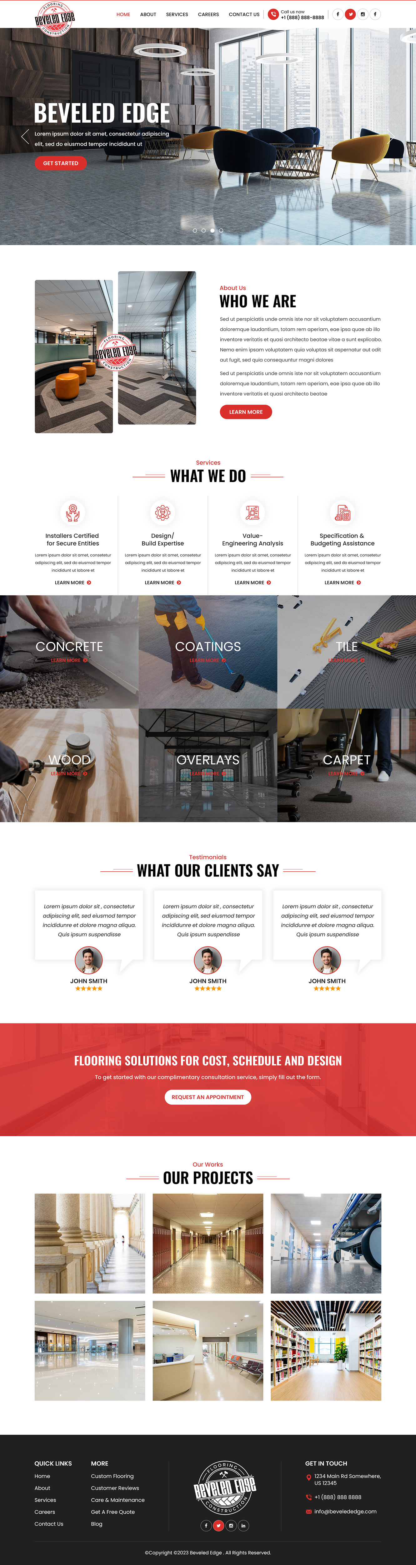 Flooring contractor website example by One Eleven Web Design