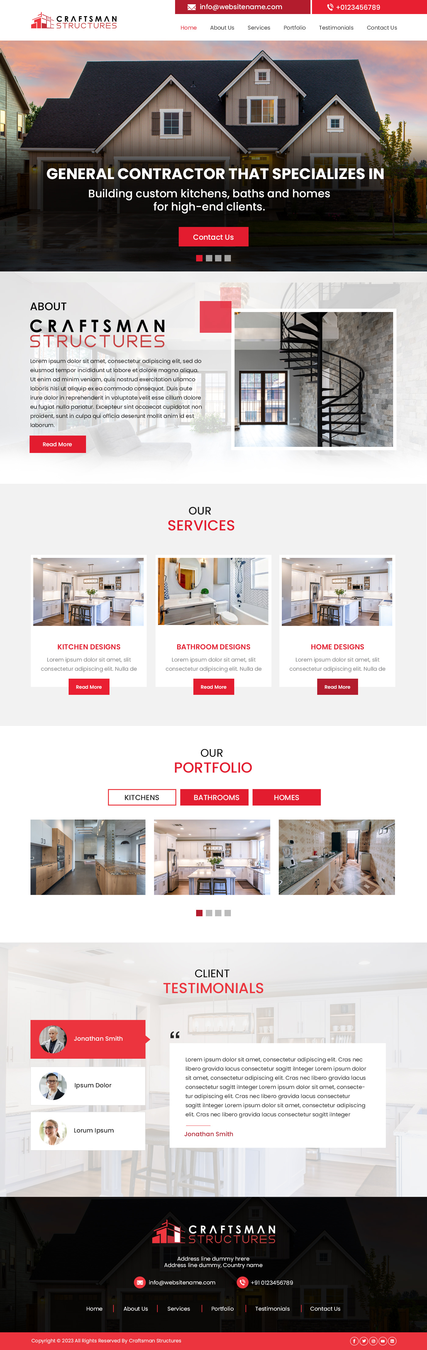 General contractor website example by One Eleven Web Design