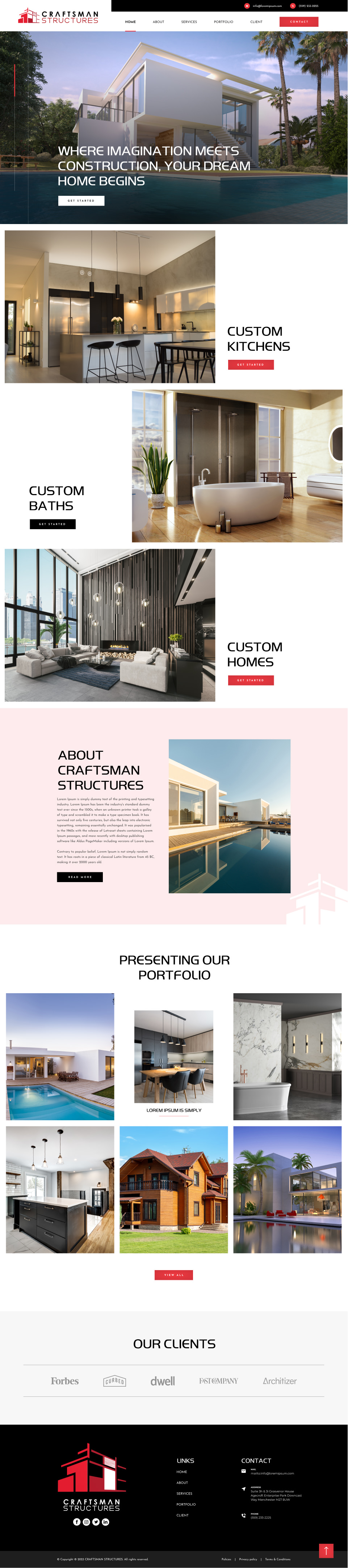 General contractor website example by One Eleven Web Design