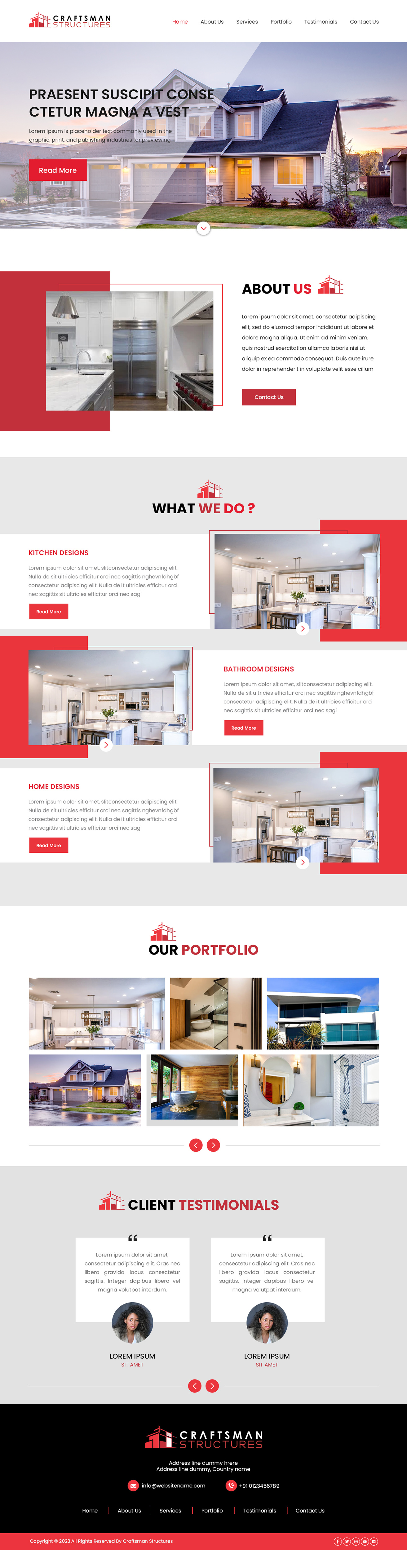 General contractor website example by One Eleven Web Design