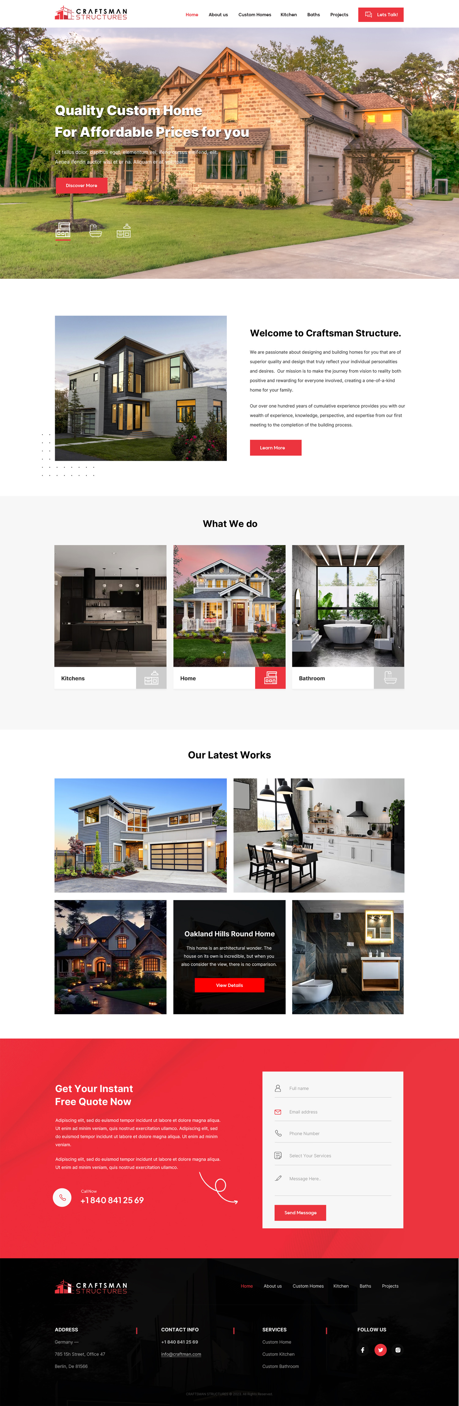 General contractor website example by One Eleven Web Design