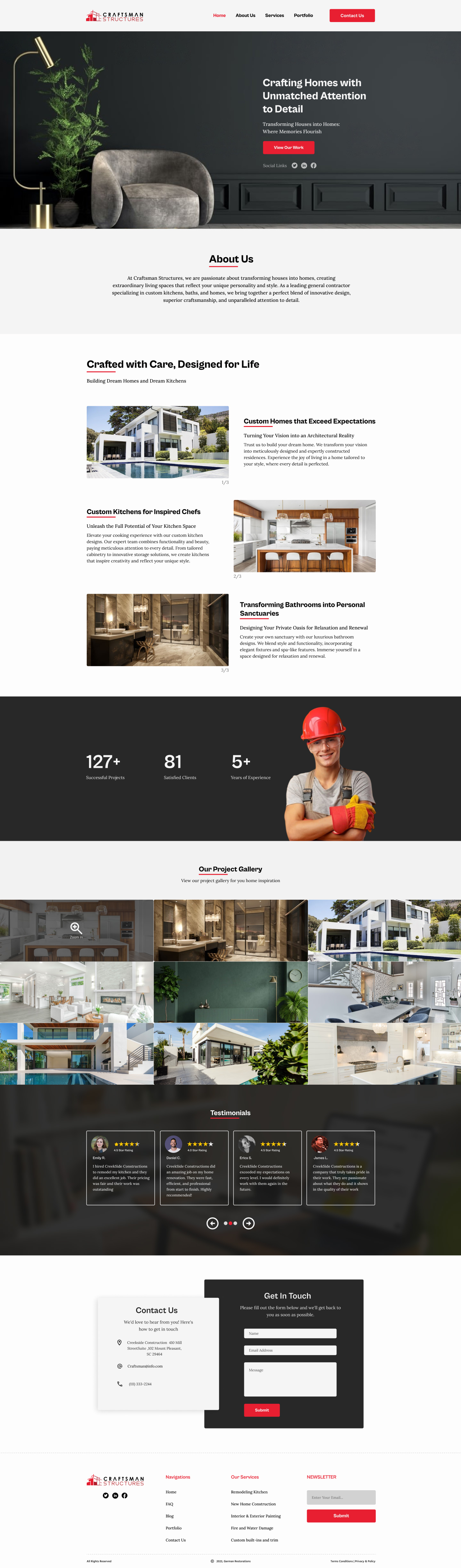 General contractor website example by One Eleven Web Design