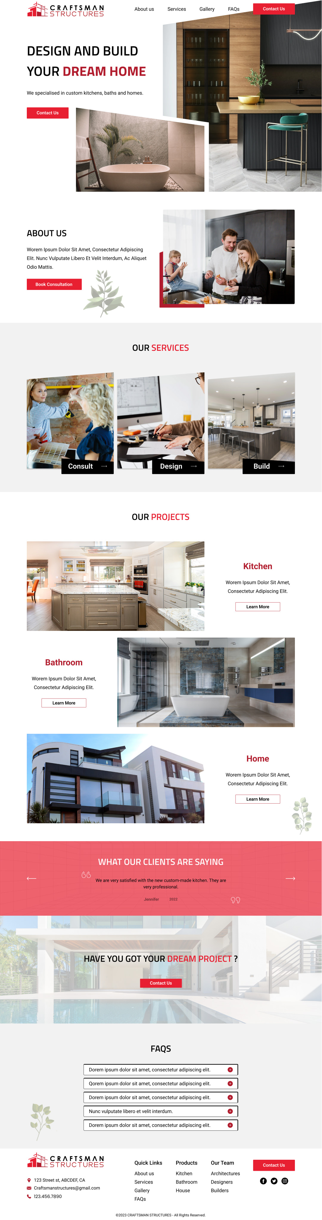 General contractor website example by One Eleven Web Design