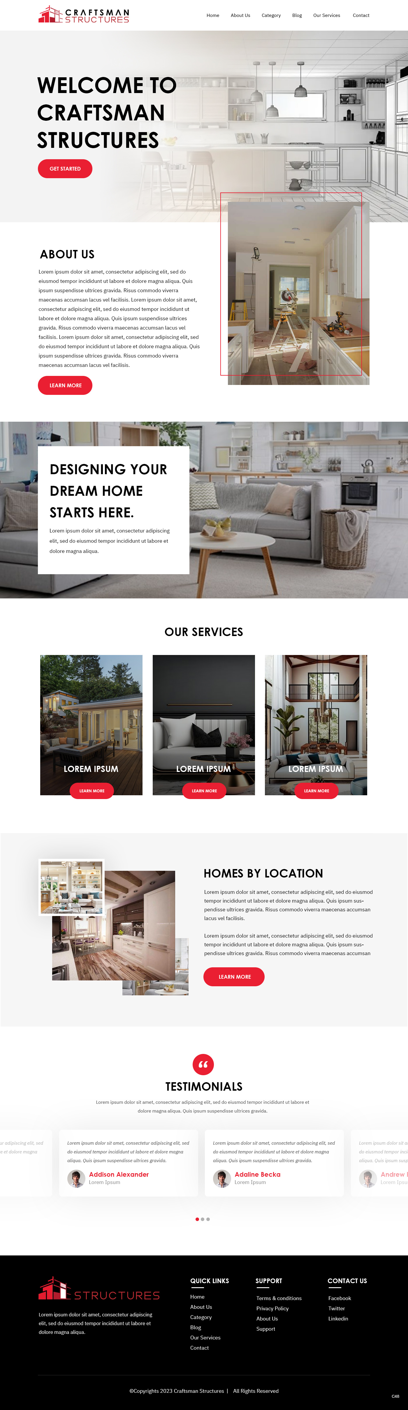General contractor website example by One Eleven Web Design