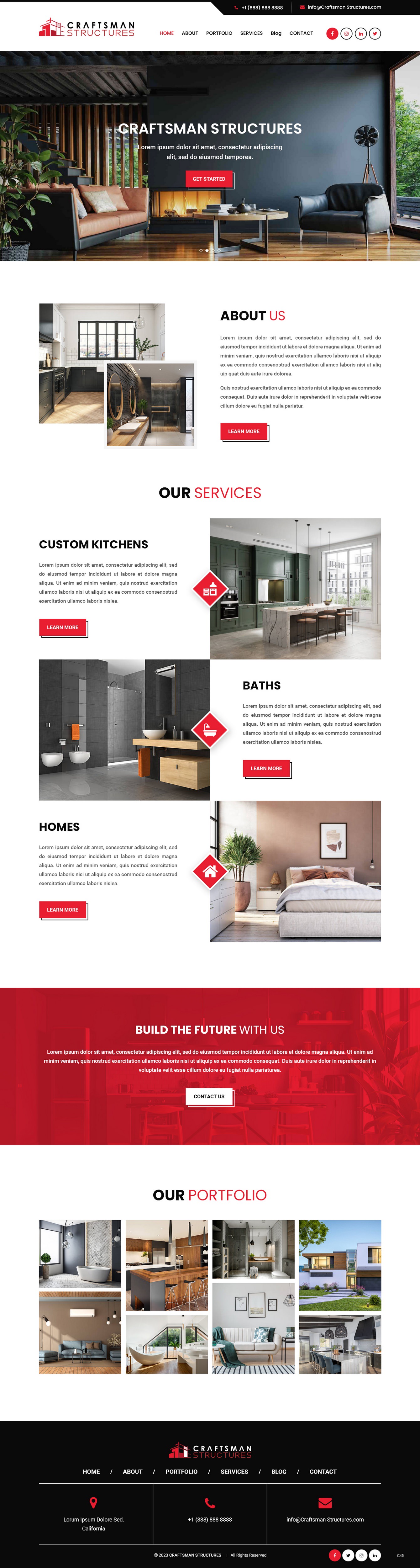 General contractor website example by One Eleven Web Design