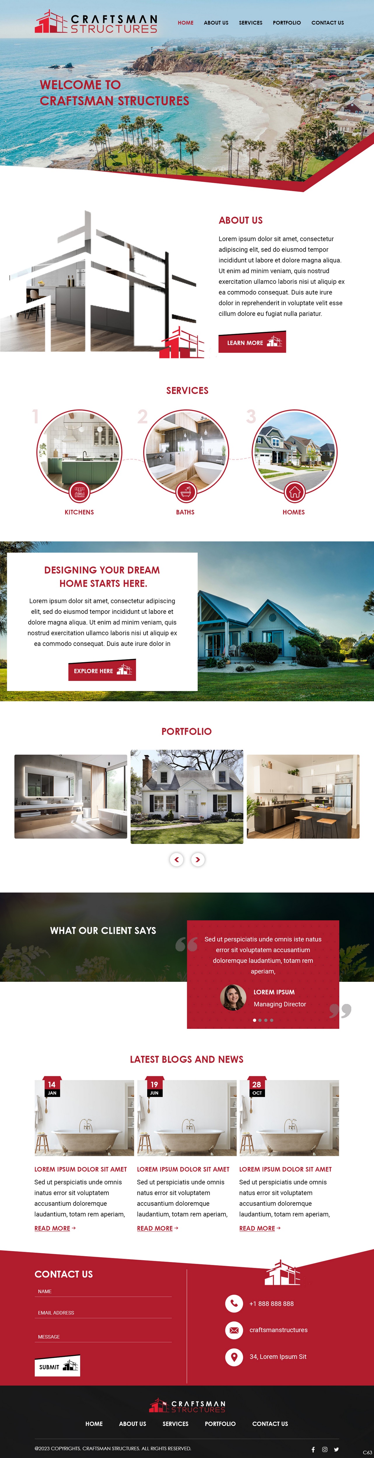 General contractor website example by One Eleven Web Design