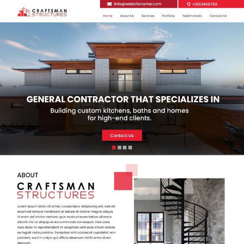 General contractor website example by One Eleven Web Design