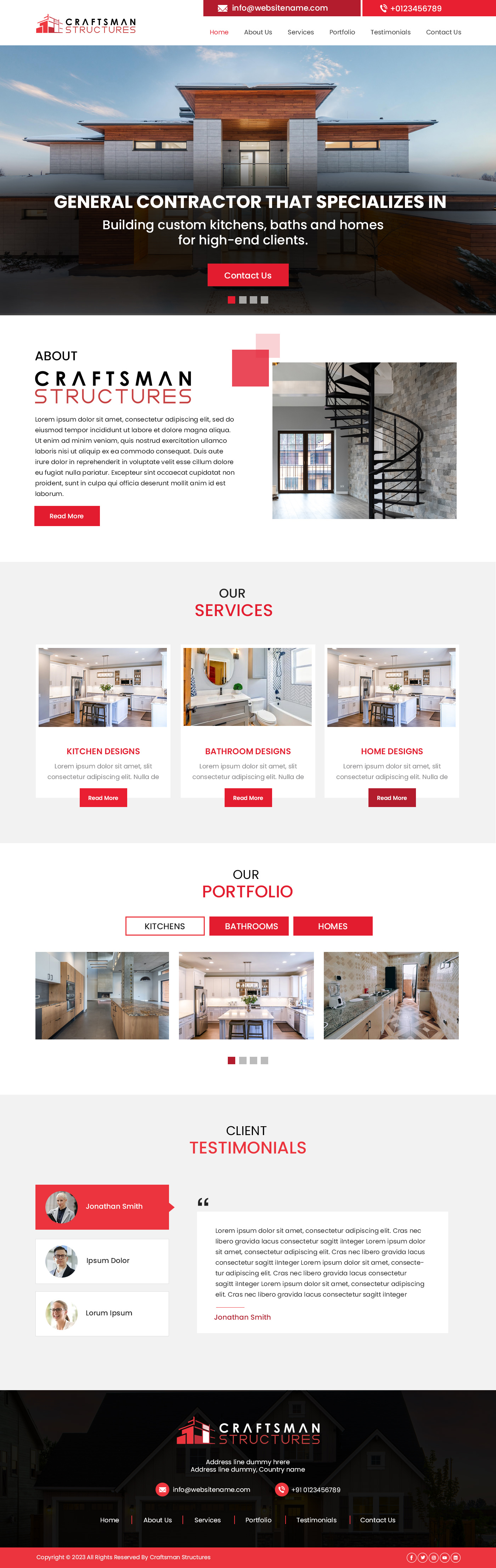 General contractor website example by One Eleven Web Design