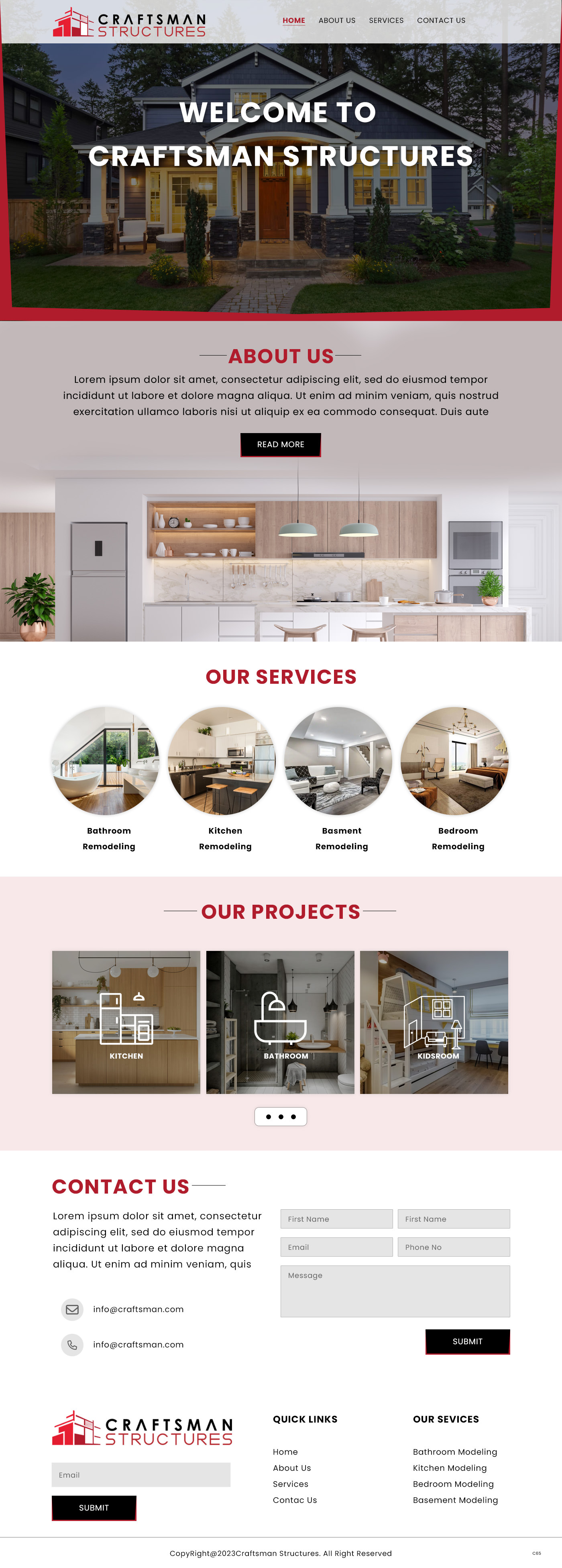 General contractor website example by One Eleven Web Design