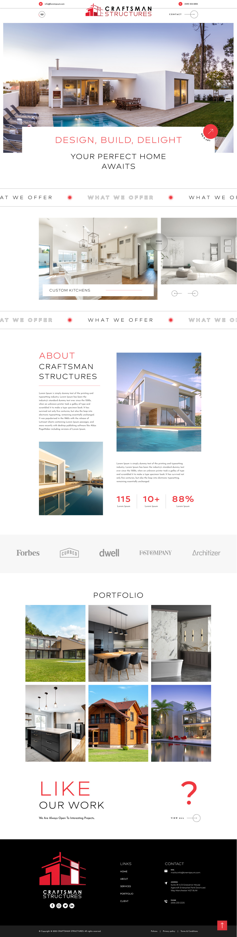 General contractor website example by One Eleven Web Design