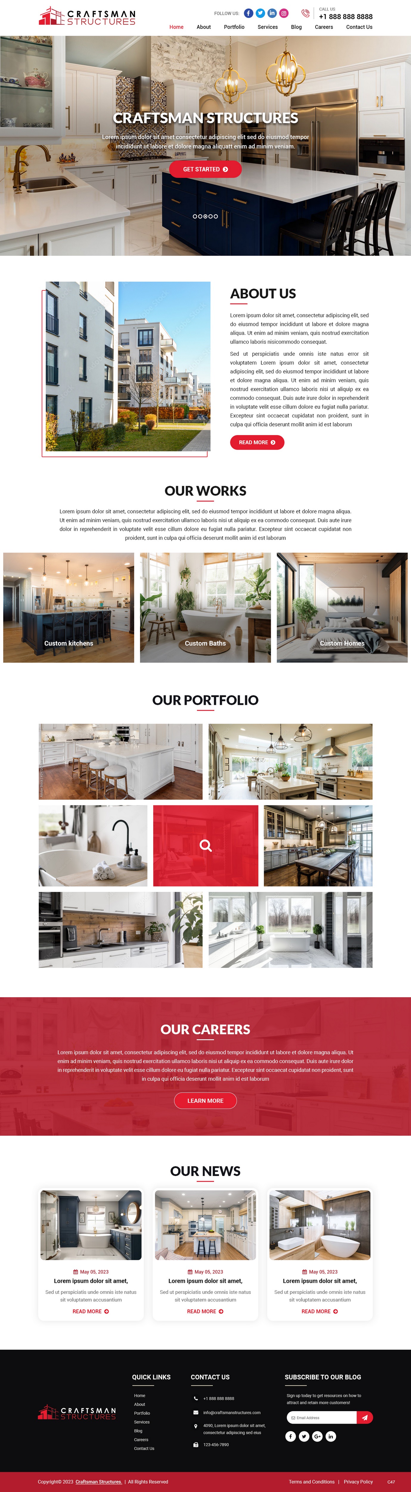 General contractor website example by One Eleven Web Design
