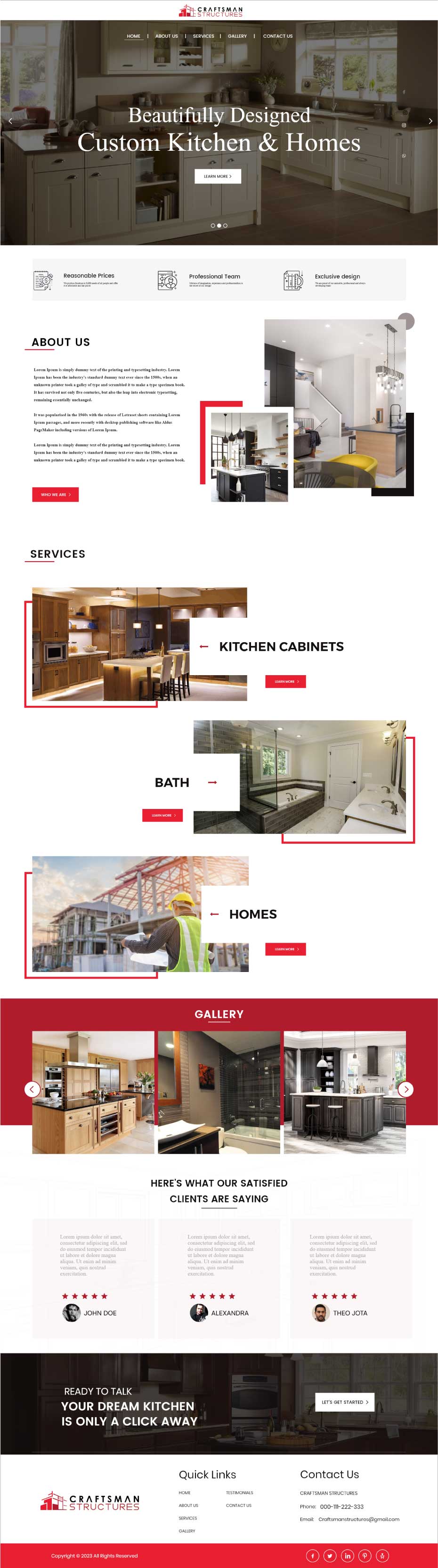 General contractor website example by One Eleven Web Design