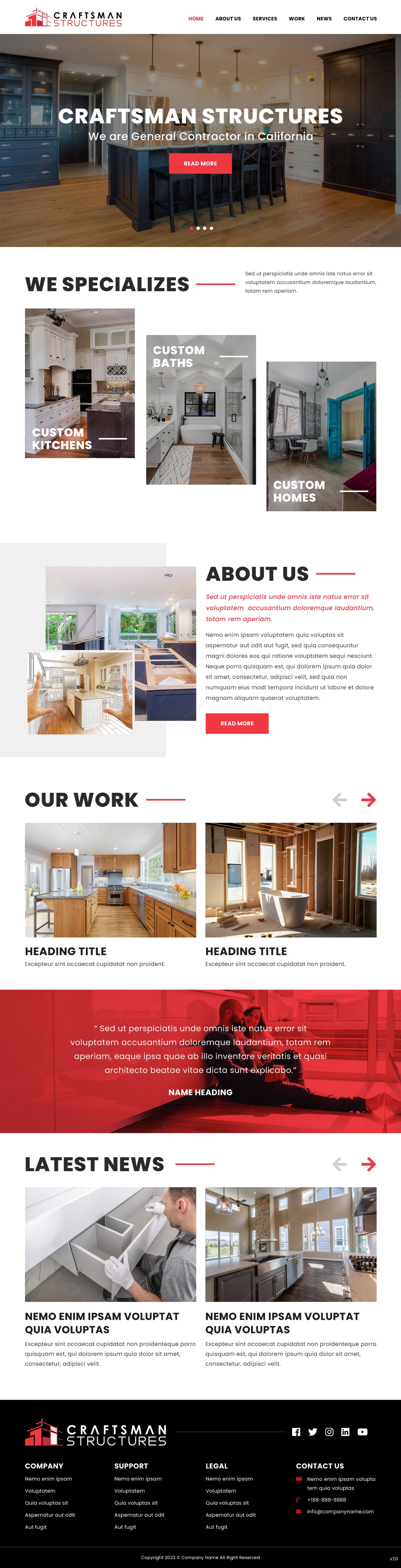 General contractor website example by One Eleven Web Design