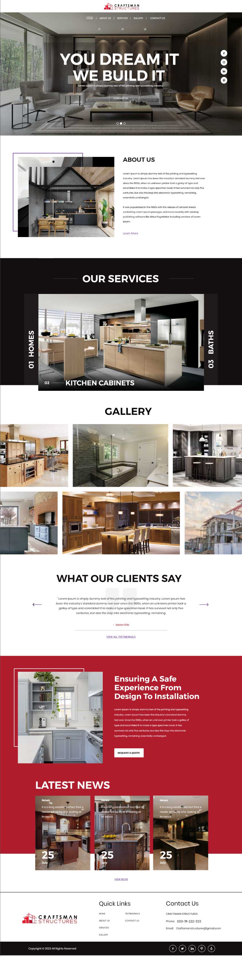 General contractor website example by One Eleven Web Design