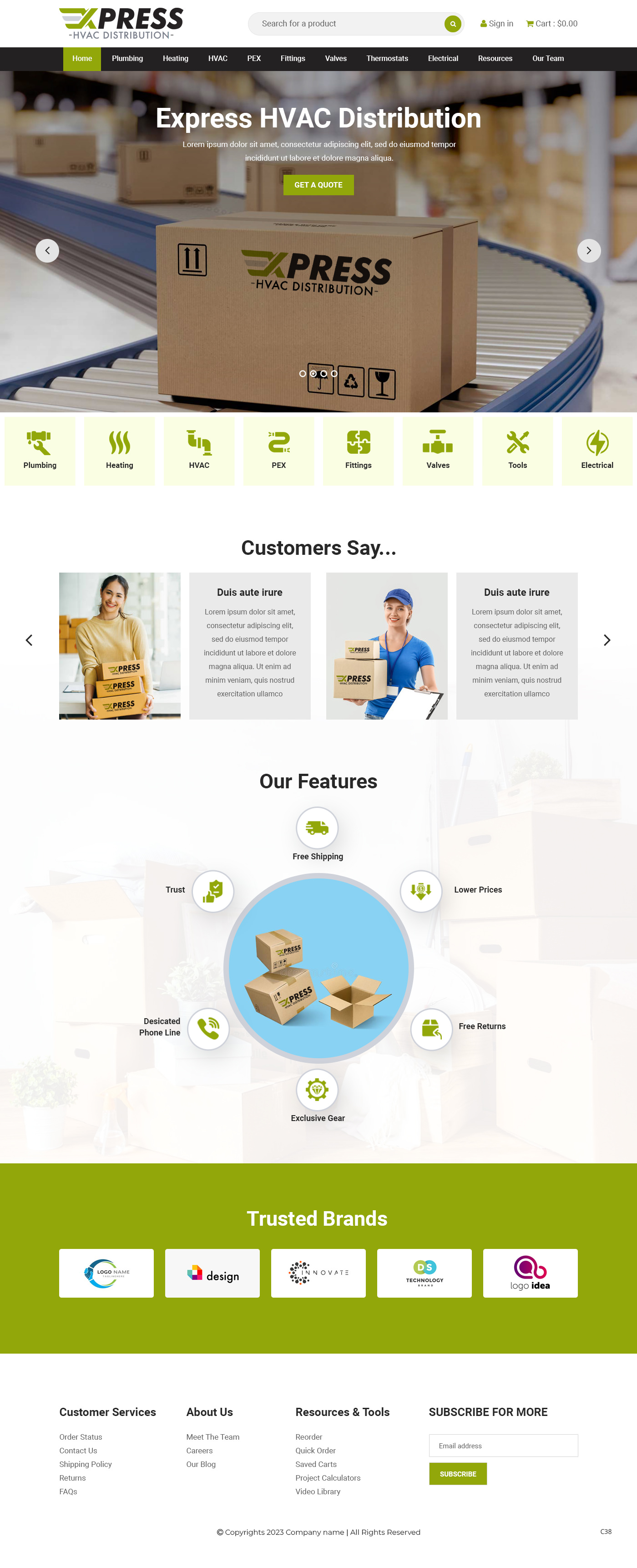HVAC distributor website example by One Eleven Web Design