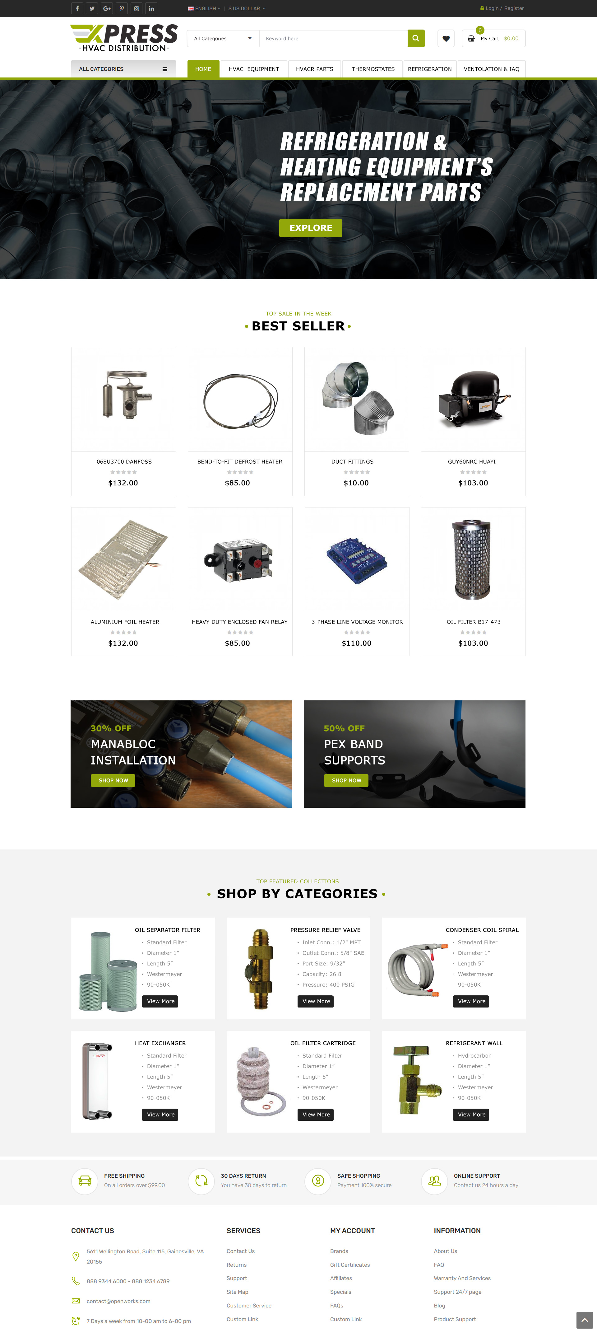 HVAC distributor website example by One Eleven Web Design