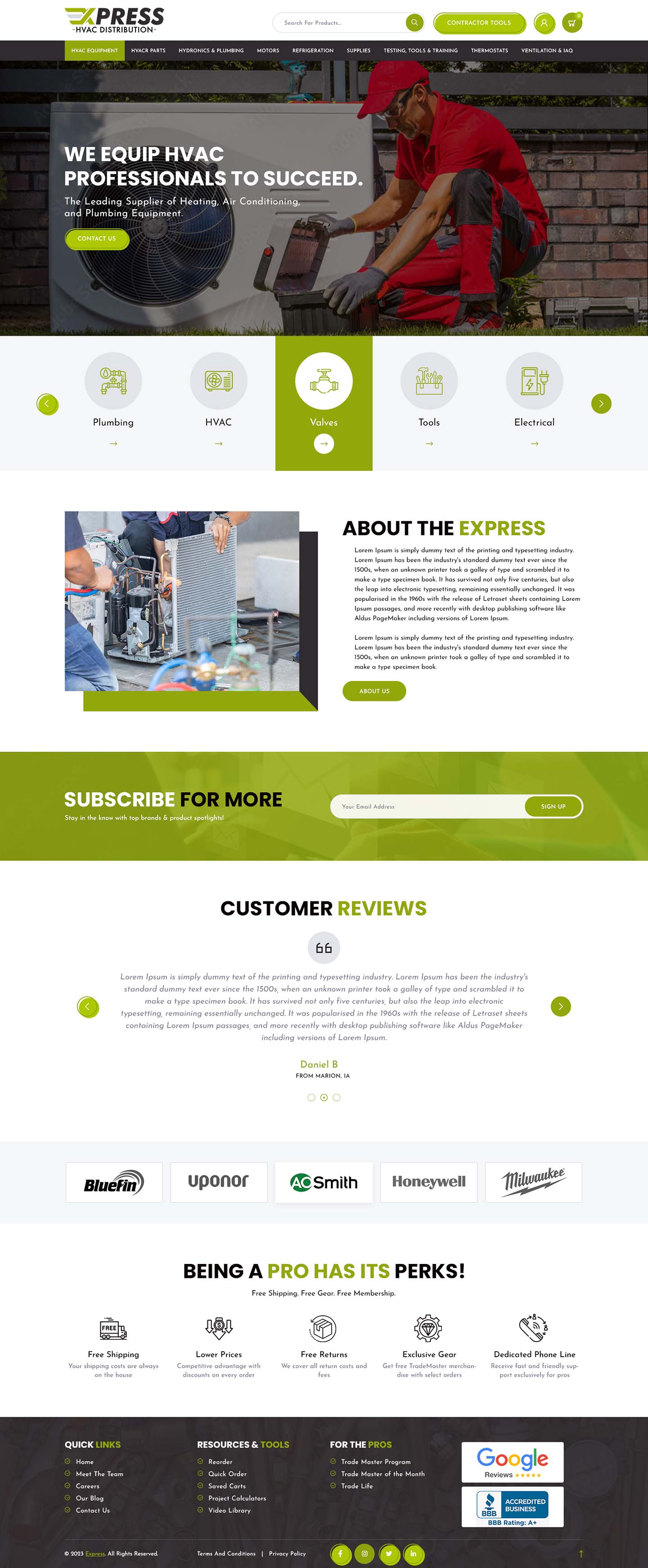 HVAC distributor website example by One Eleven Web Design
