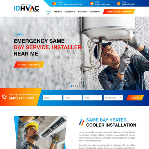 HVAC contractor website example by One Eleven Web Design