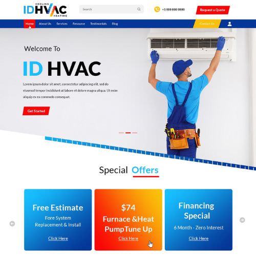 HVAC contractor website example by One Eleven Web Design