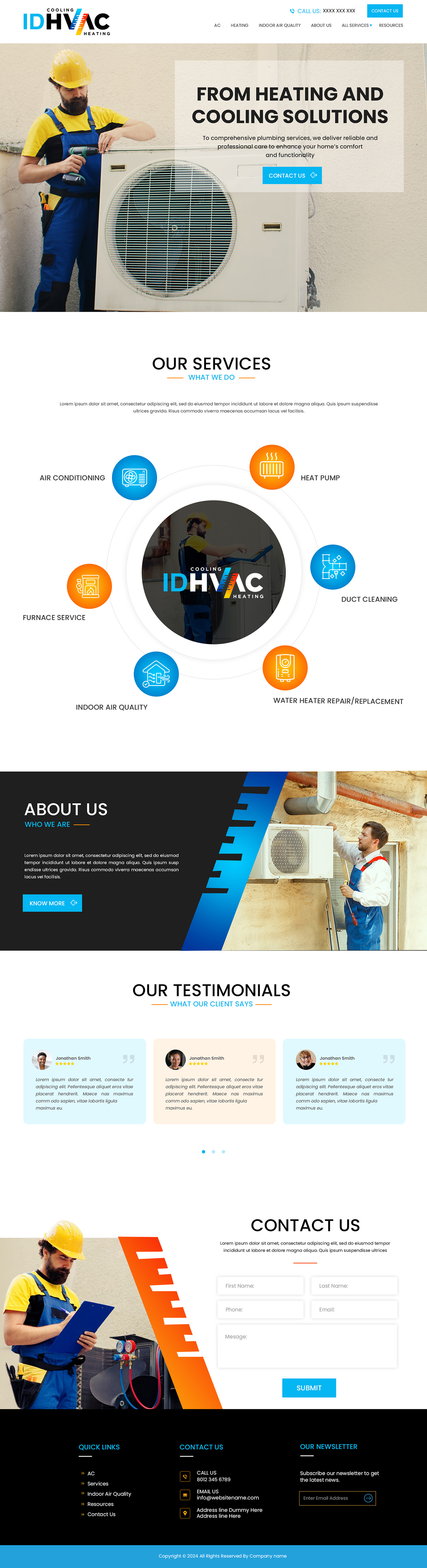 HVAC contractor website example by One Eleven Web Design