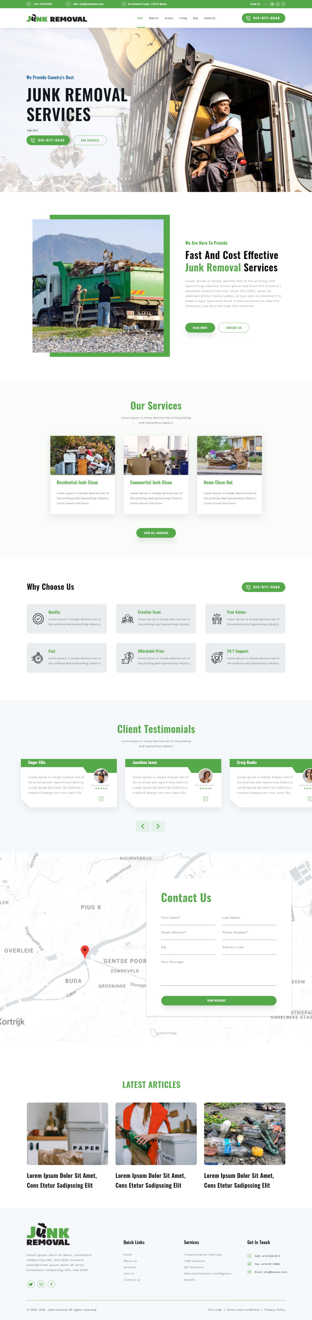 Junk removal service website example by One Eleven Web Design