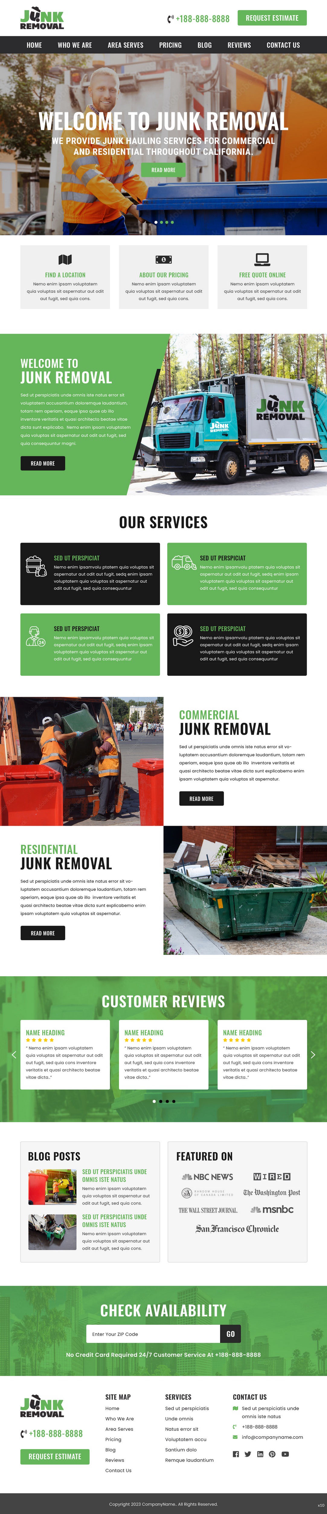 Junk removal service website example by One Eleven Web Design