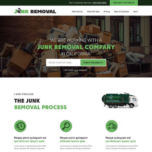 Junk removal service website example by One Eleven Web Design