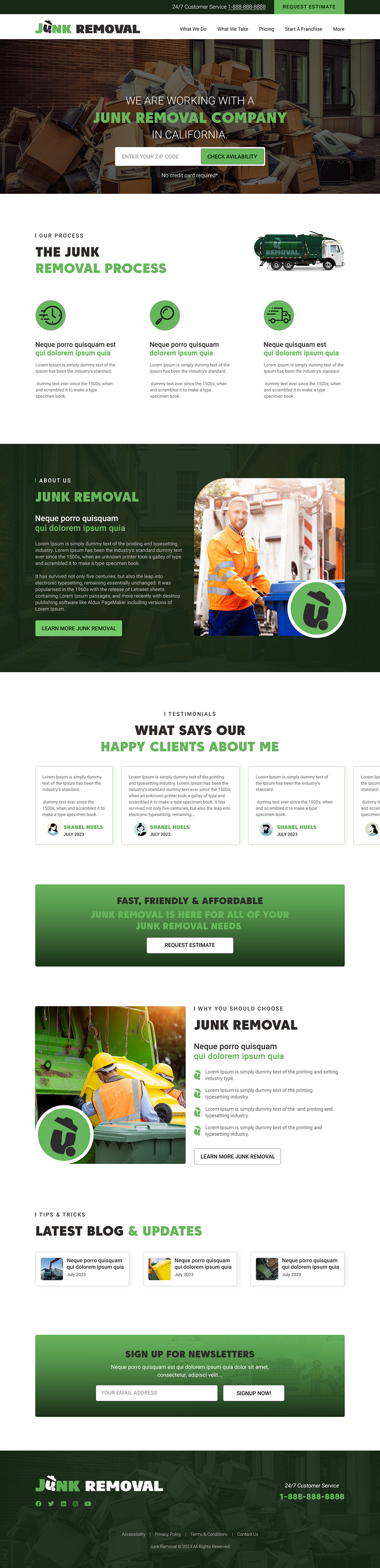 Junk removal service website example by One Eleven Web Design