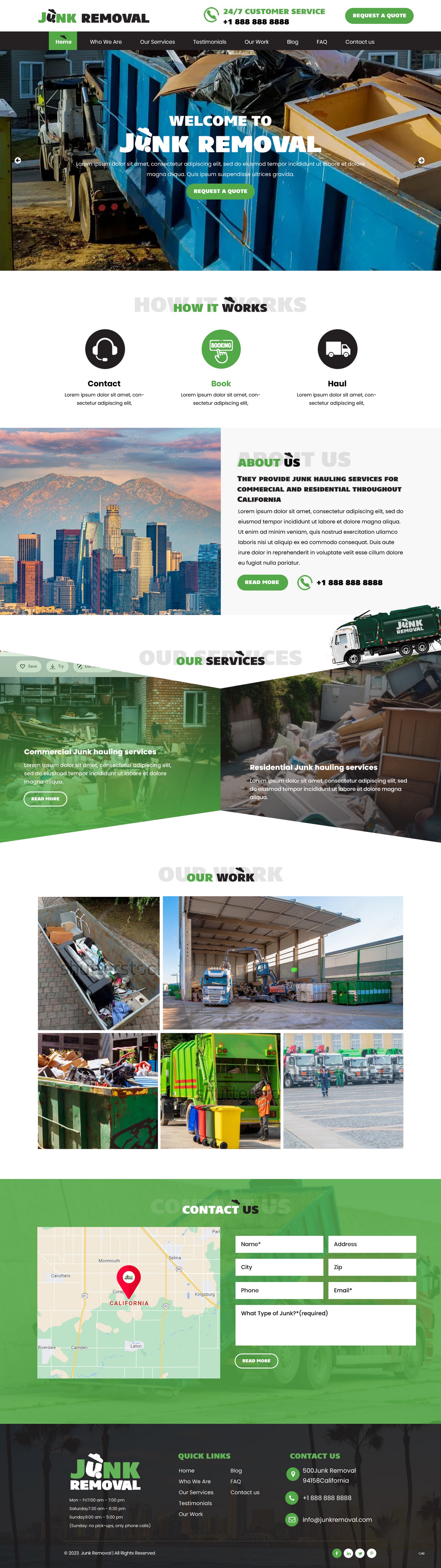 Junk removal service website example by One Eleven Web Design