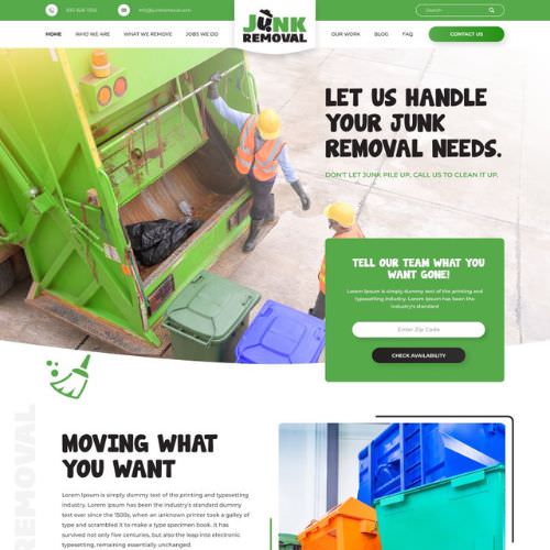 Junk removal service website example by One Eleven Web Design