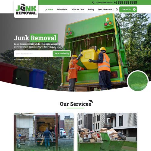 Junk removal service website example by One Eleven Web Design