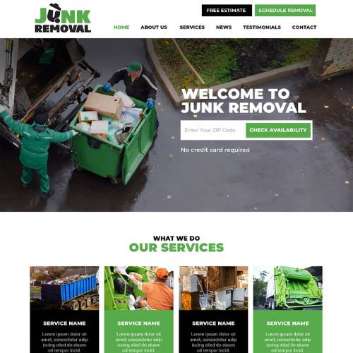 Junk removal service website example by One Eleven Web Design