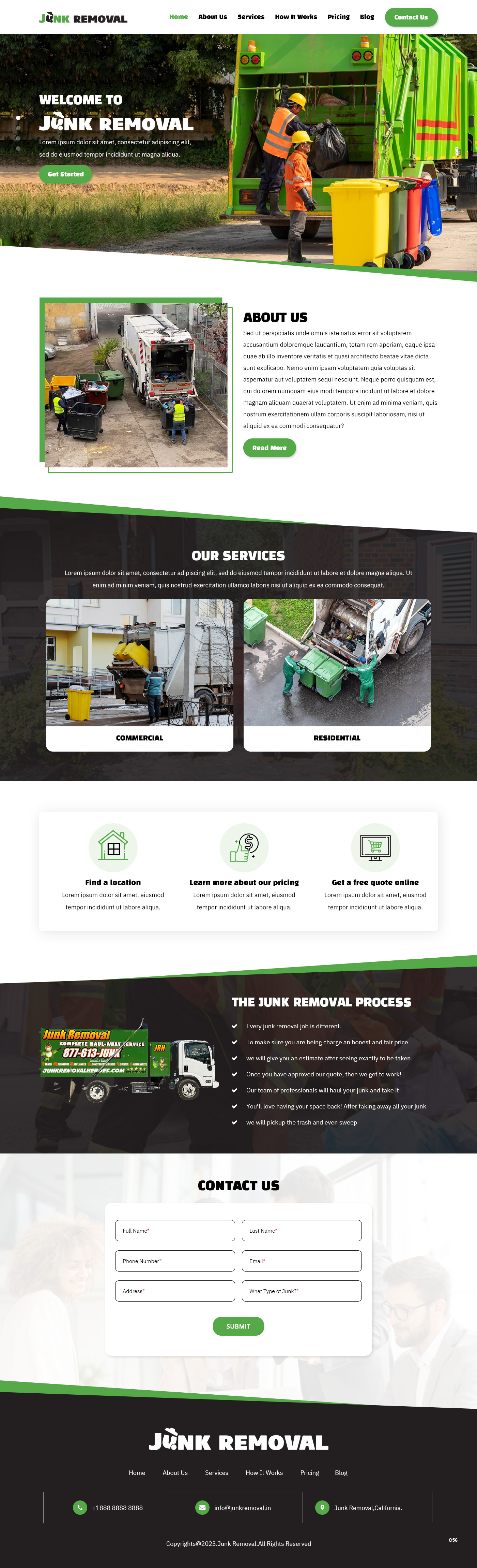 Junk removal service website example by One Eleven Web Design