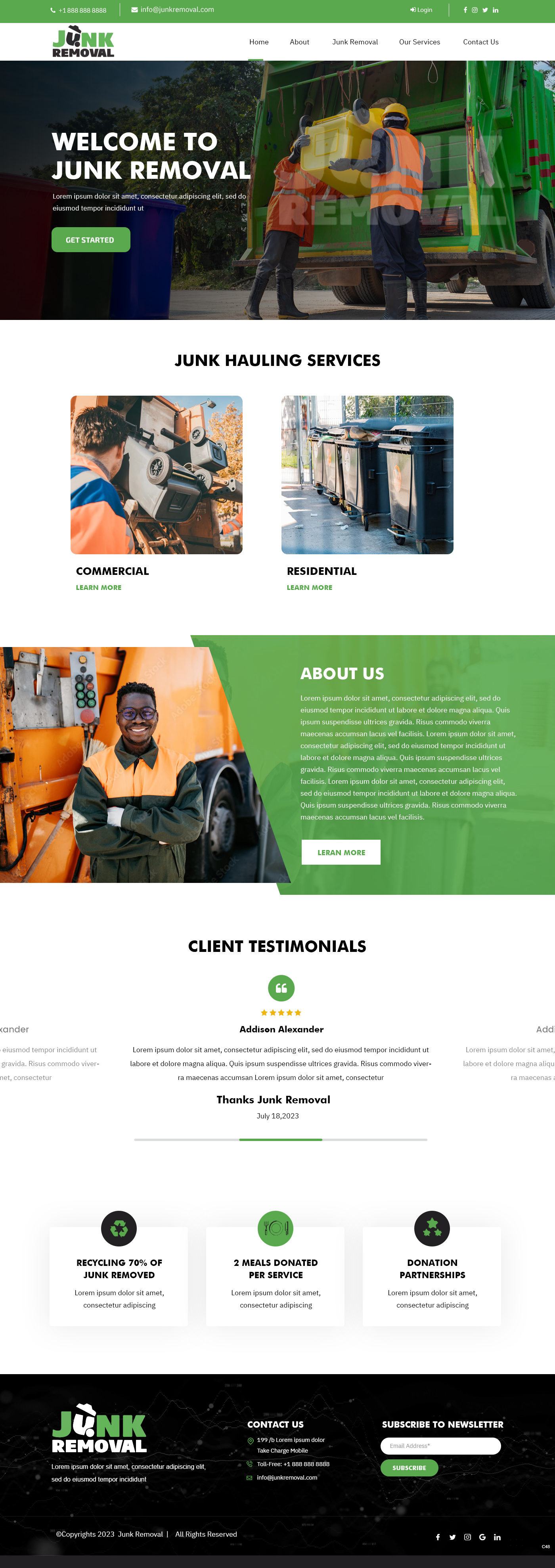 Junk removal service website example by One Eleven Web Design