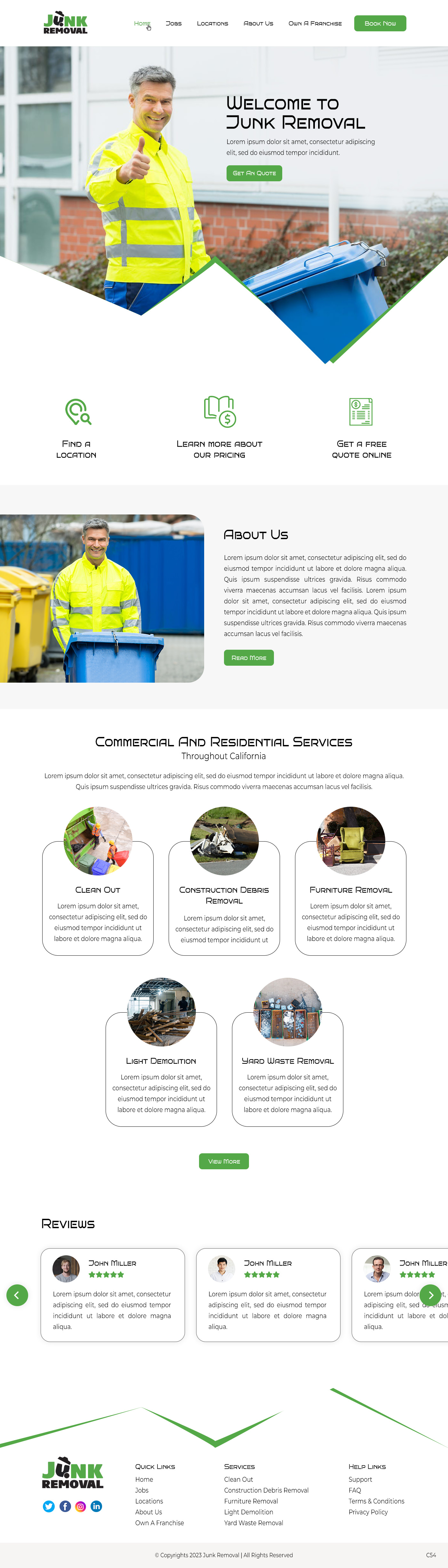 Junk removal service website example by One Eleven Web Design