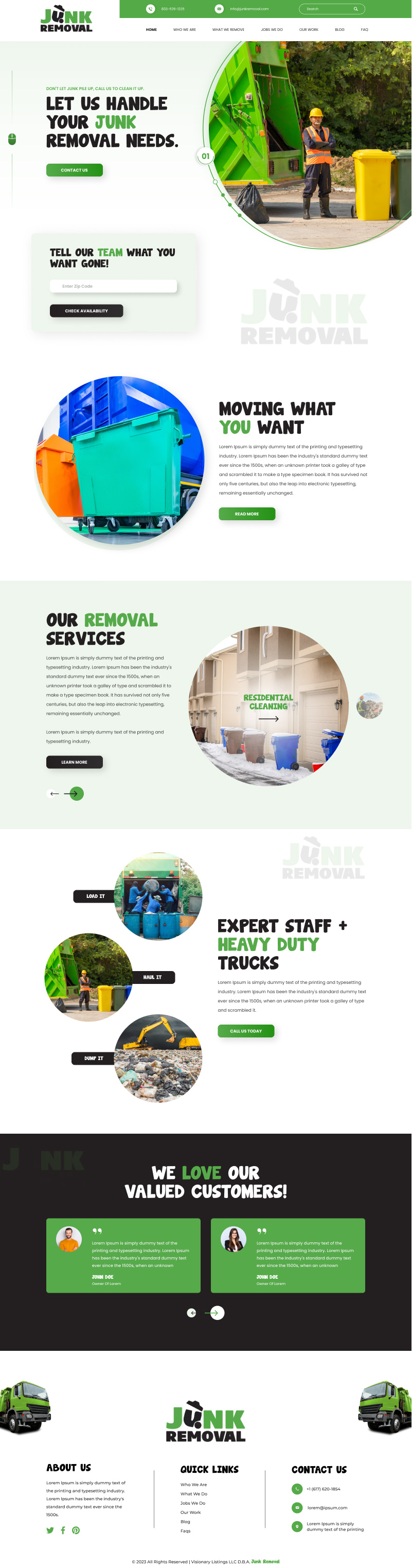 Junk removal service website example by One Eleven Web Design