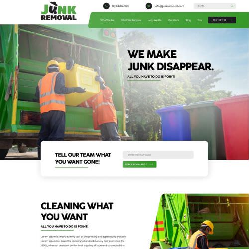 Junk removal service website example by One Eleven Web Design
