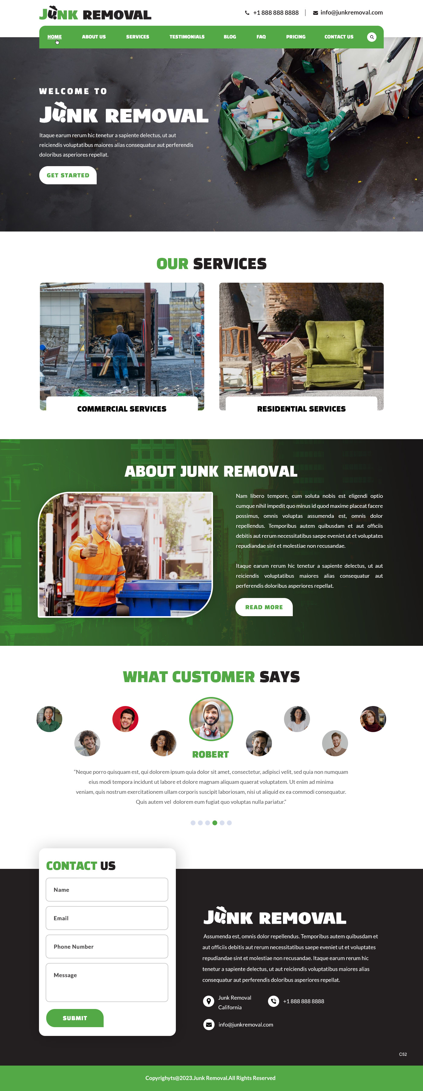 Junk removal service website example by One Eleven Web Design