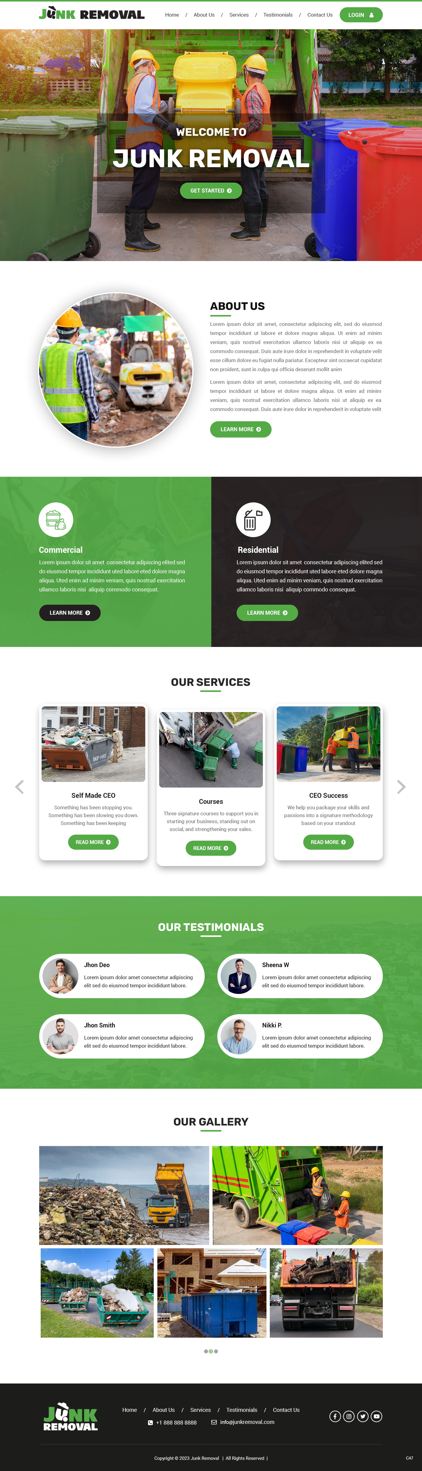 Junk removal service website example by One Eleven Web Design