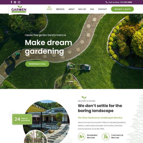 Landscape contractor website example by One Eleven Web Design