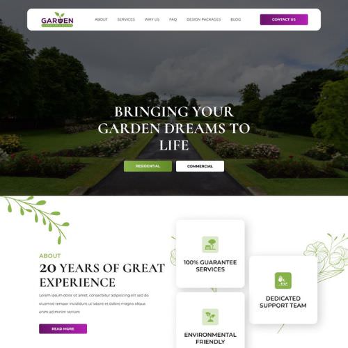 Landscape contractor website example by One Eleven Web Design